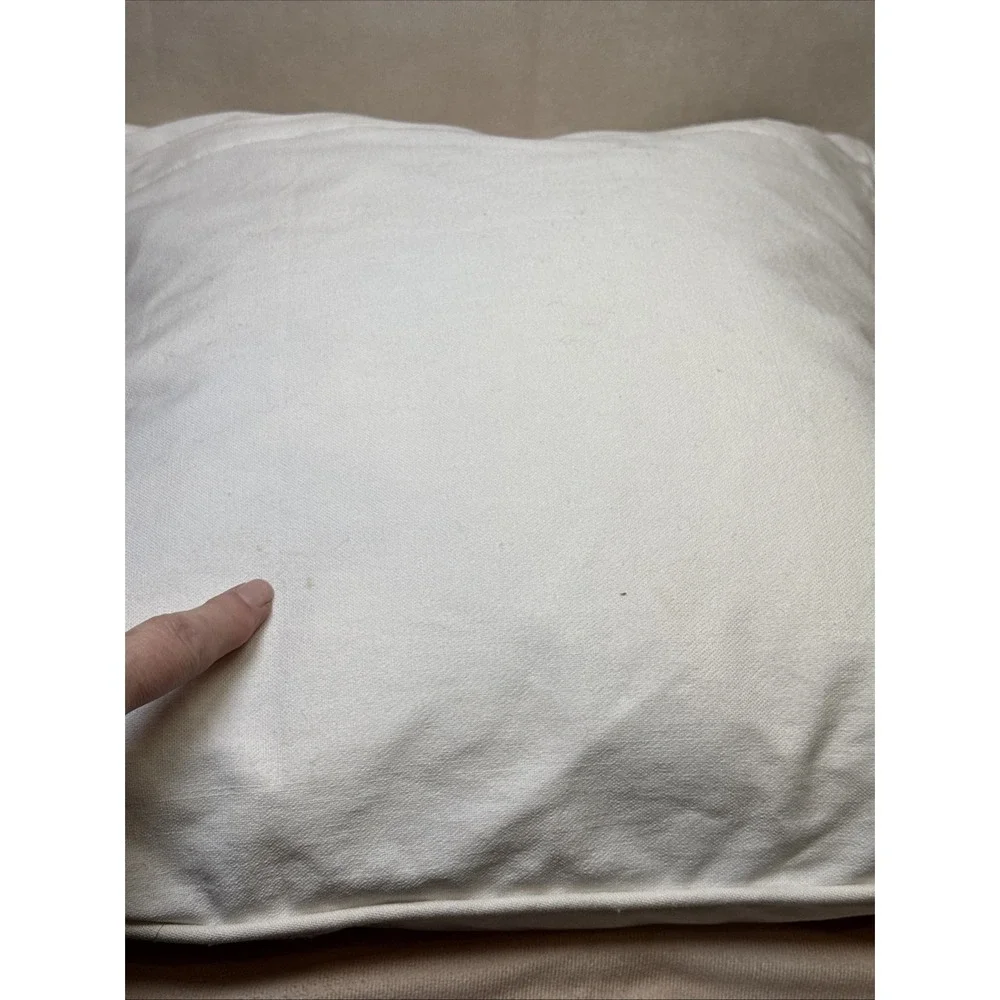 Neutral Embroidered Coastal Shell‎ Coral Pillow VGUC White Duck Feather Fill